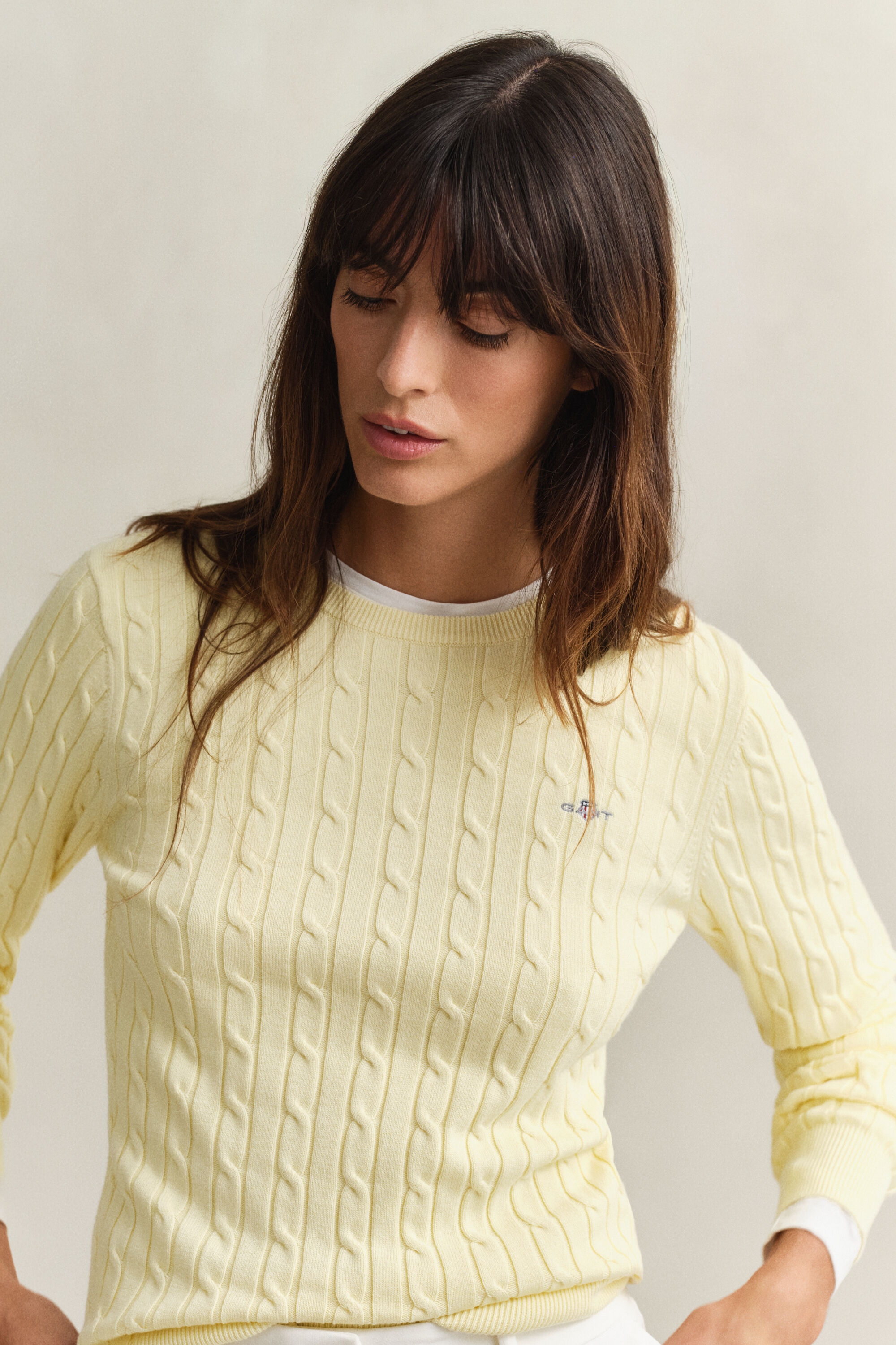 Maglia girocollo a trecce