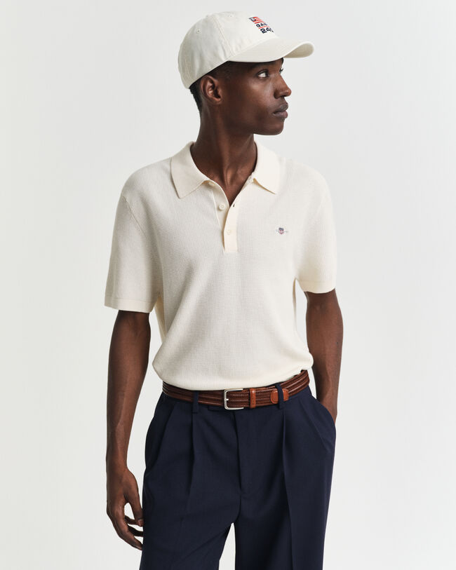Polo in cotone micro texture