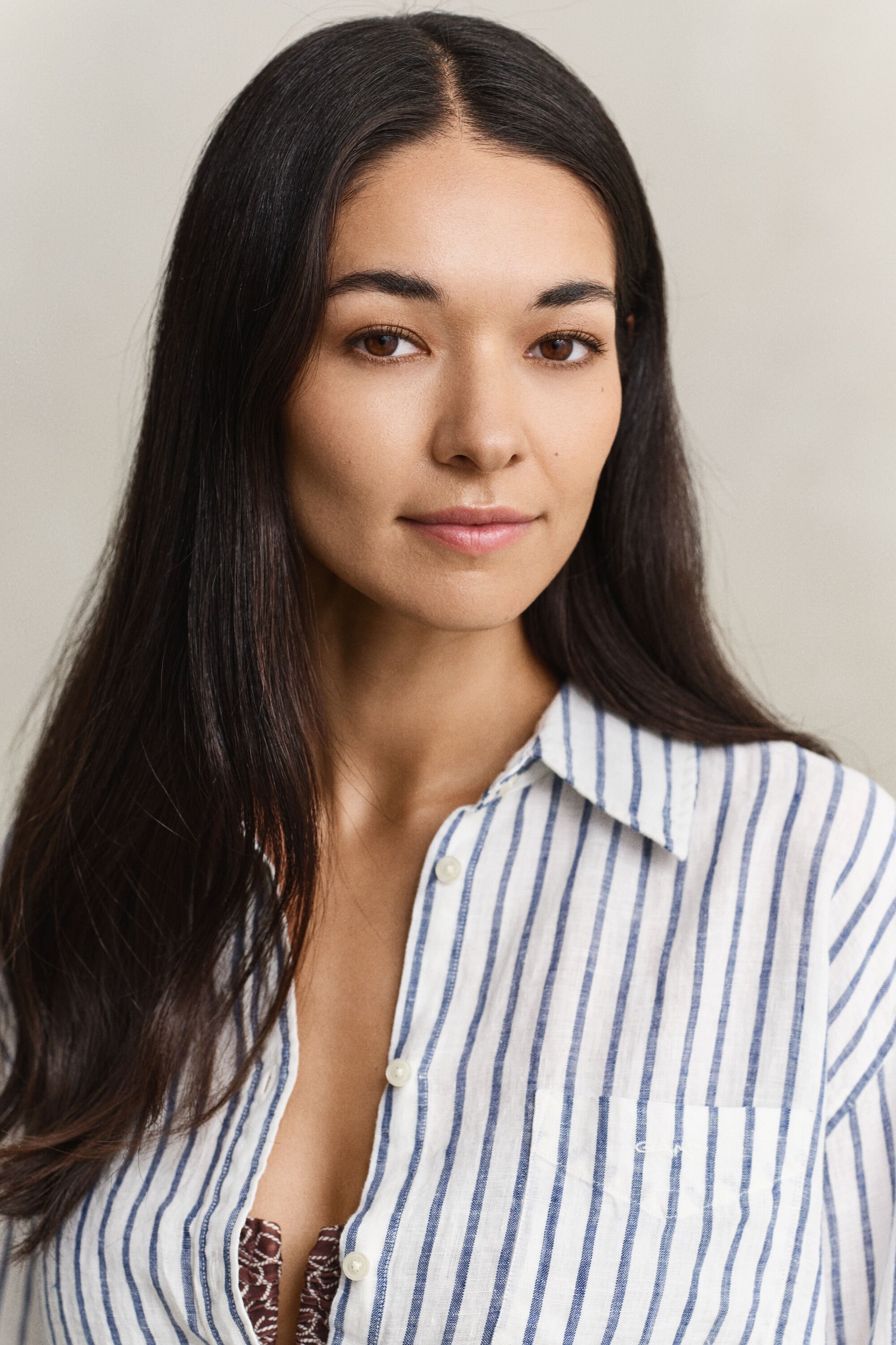 Camicia di lino a righe relaxed fit