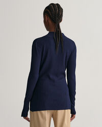 Top a maniche lunghe a righe con scollo a V