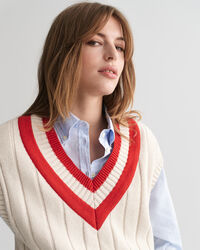 Gilet con scollo a V a contrasto