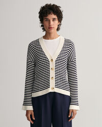 Cardigan con scollo a V in cotone a righe