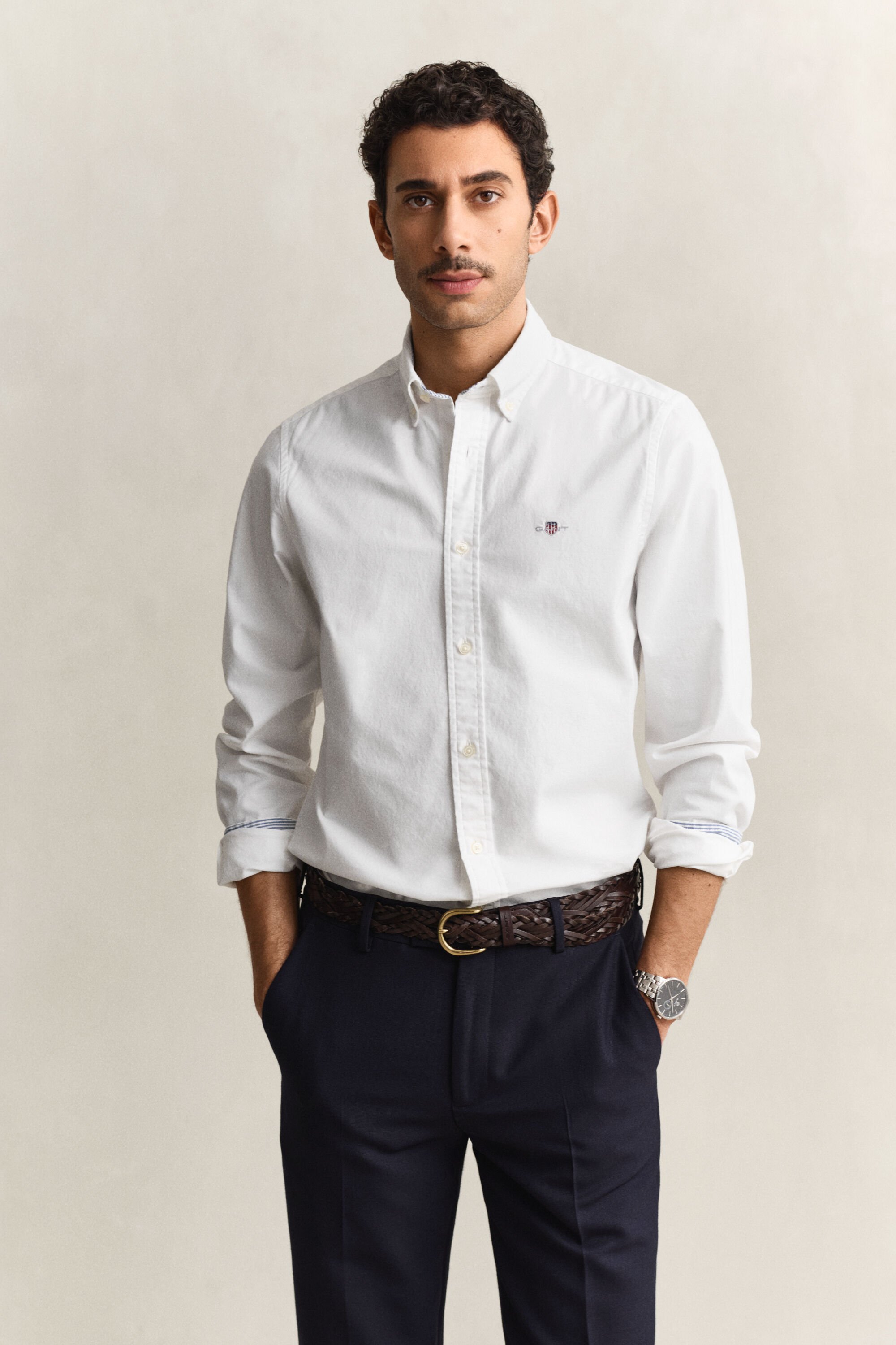 Camicia elasticizzata Oxford slim fit