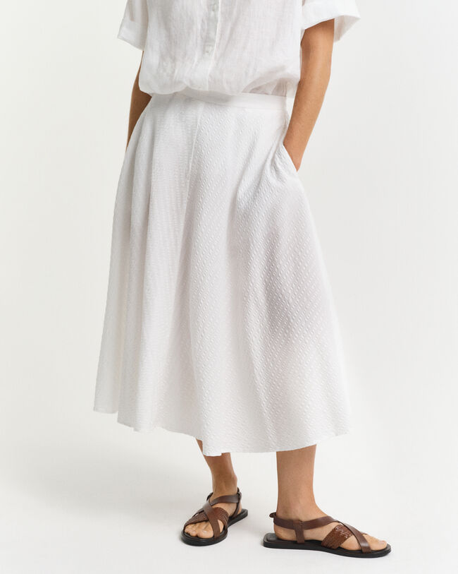 Gonna a righe seersucker tono su tono