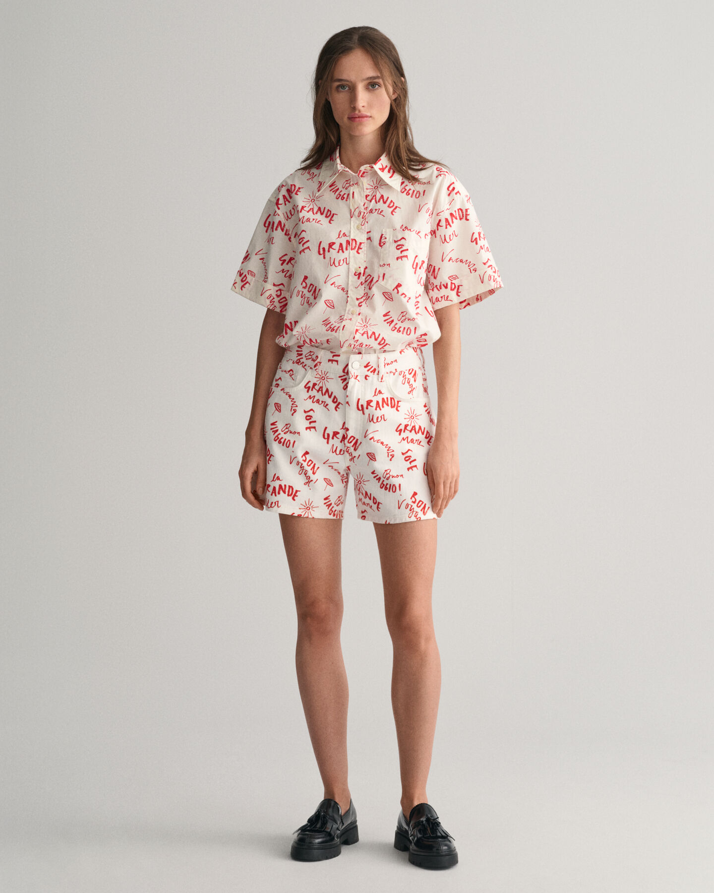 Pantaloncini con stampa Text