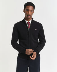 Cardigan con zip in finissima lana d’agnello