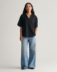 Camicia a maniche corte Popover di lino relaxed fit