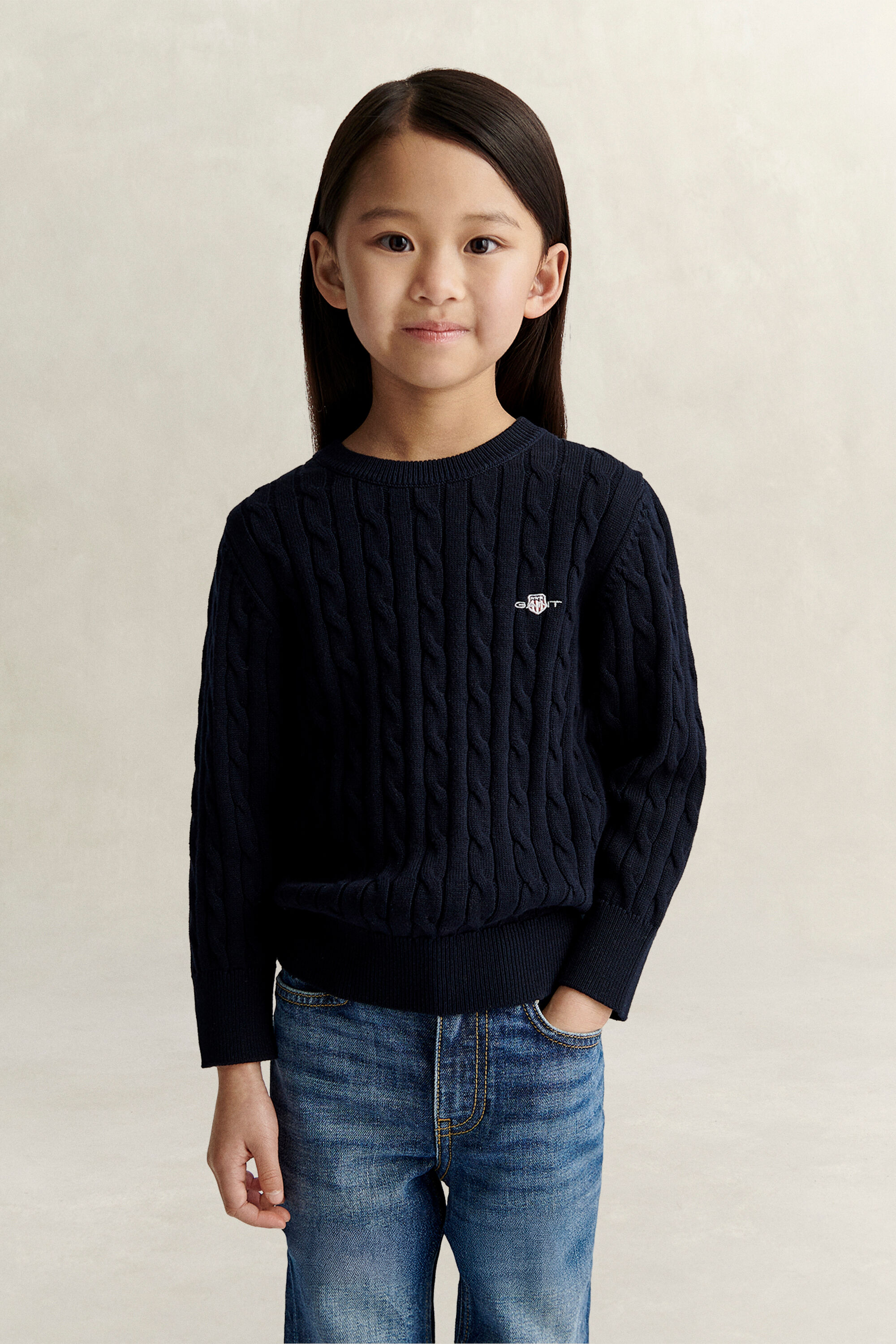 Maglia lavorata in cotone a trecce Shield Girls