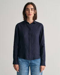 Camicia di lino a quadri in chambray regular fit