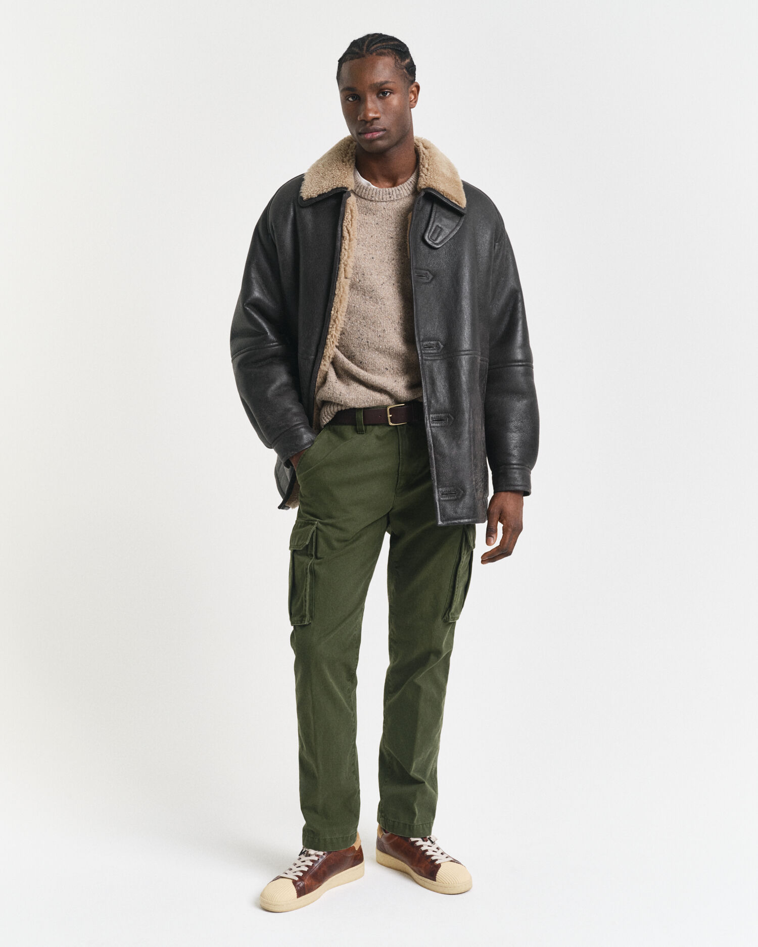 Pantaloni cargo in twill di cotone regular fit