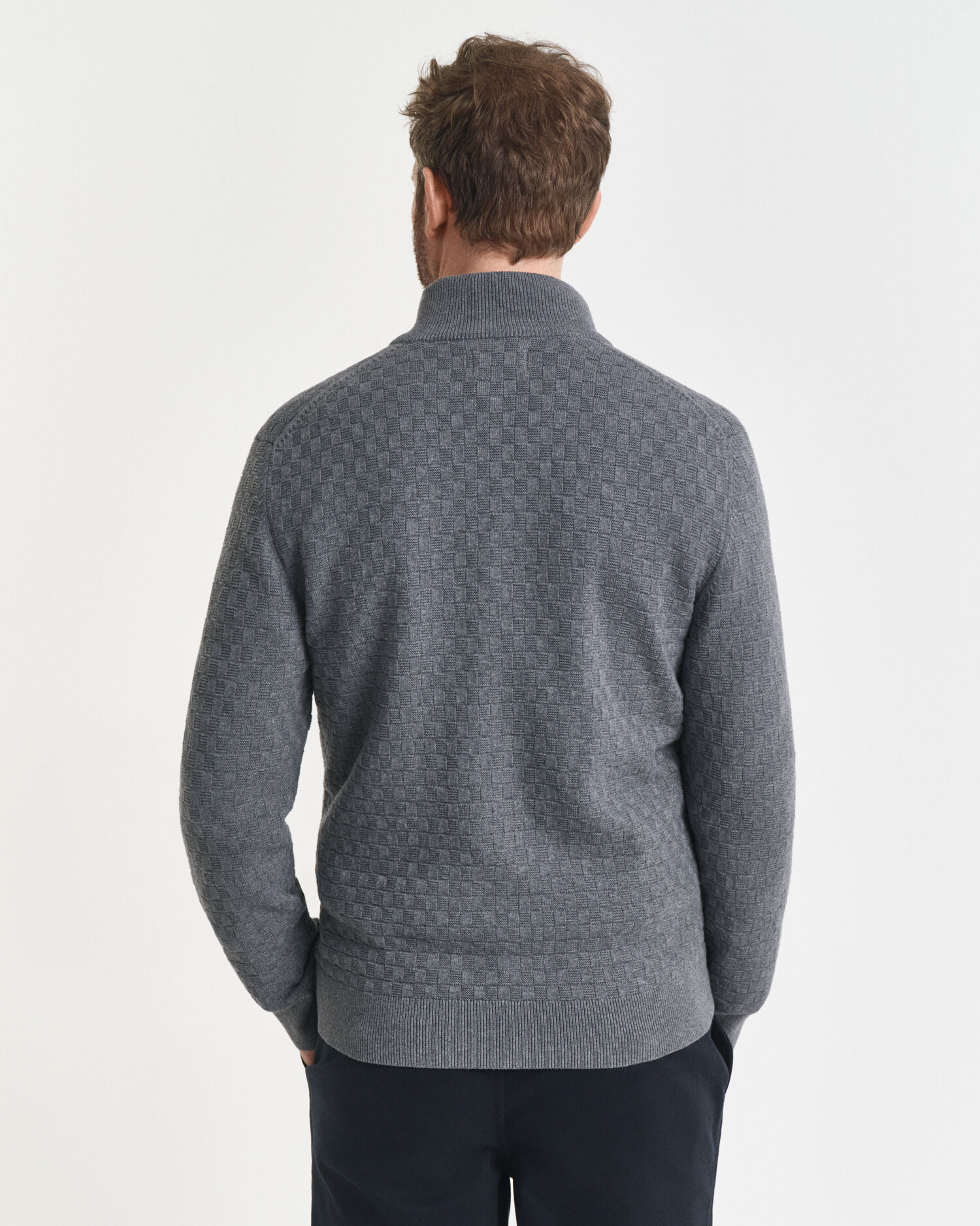 Maglia micro testurizzata con zip