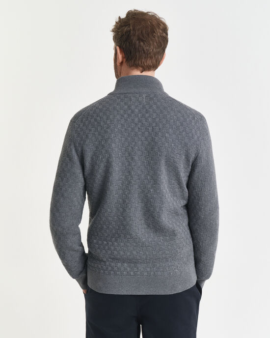 Maglia micro testurizzata con zip