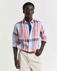 Camicia di lino a quadri madras regular fit