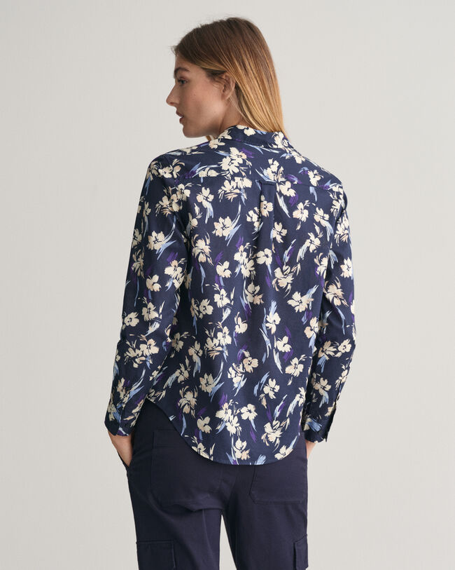 Camicia in misto cotone-voile con stampa Floral regular fit