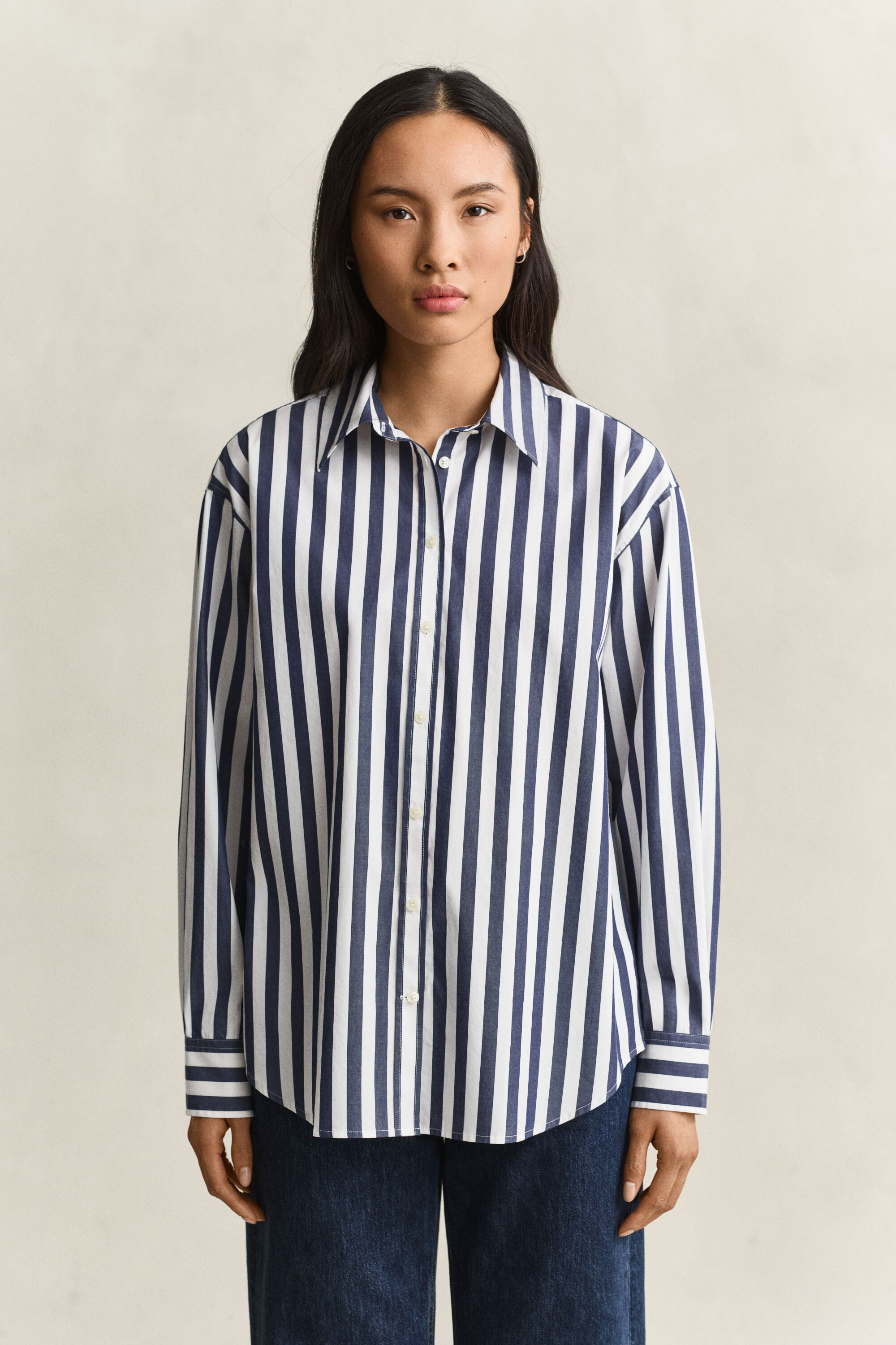 Camicia in popeline a righe relaxed