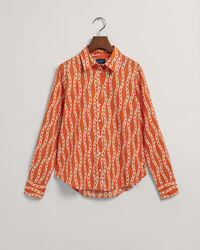 Camicia in voile di cotone con stampa a catena regular fit