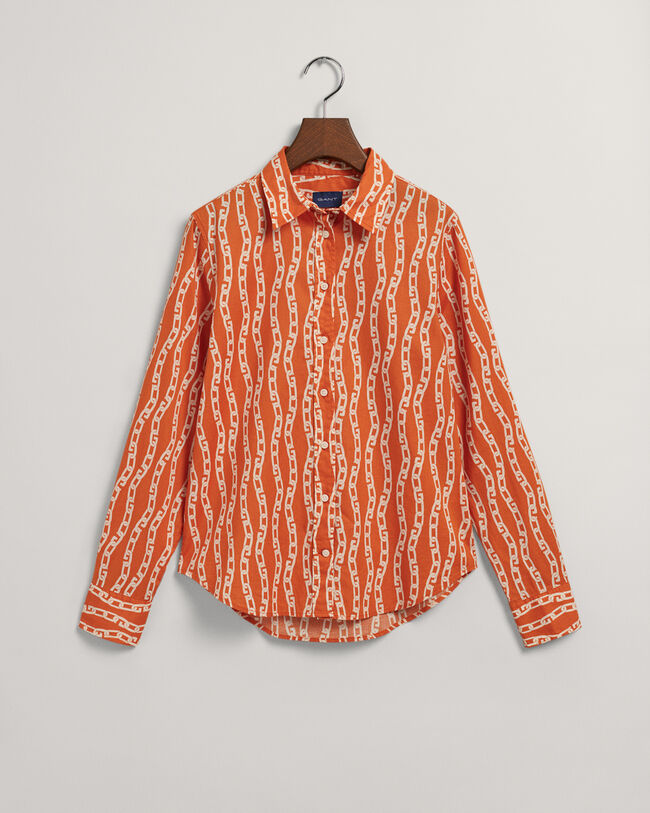 Camicia in voile di cotone con stampa a catena regular fit