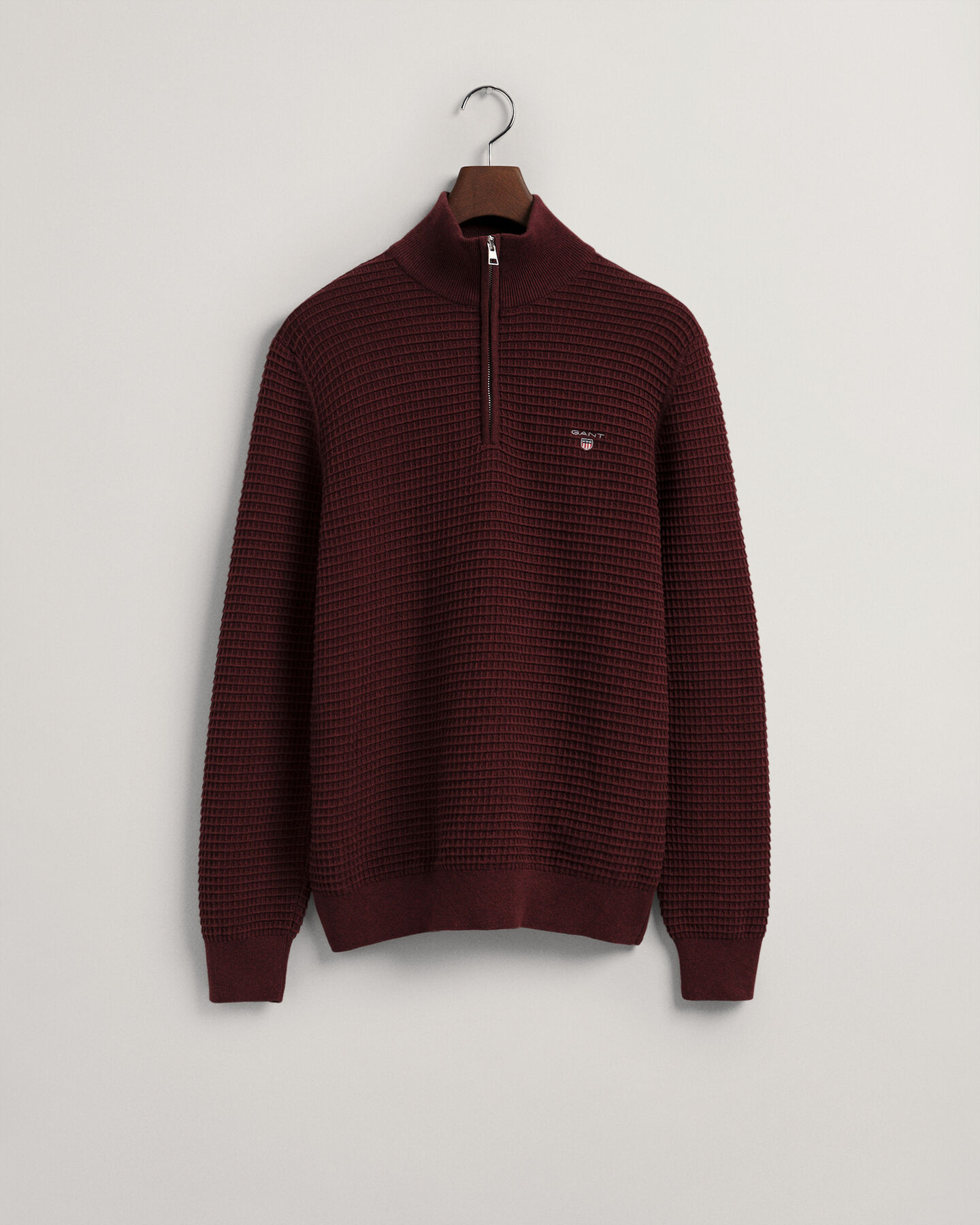 Maglia Texture in cotone con zip corta