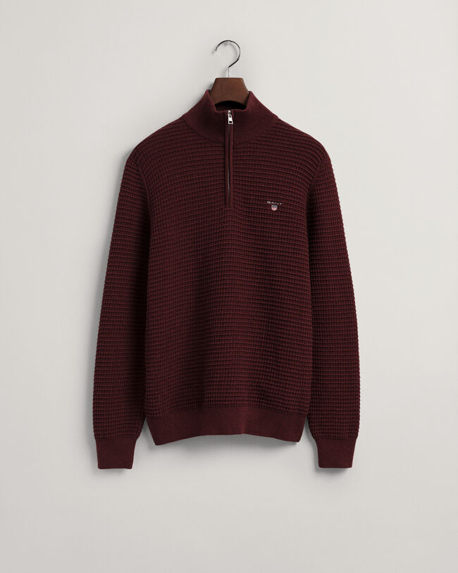 Maglia Texture in cotone con zip corta