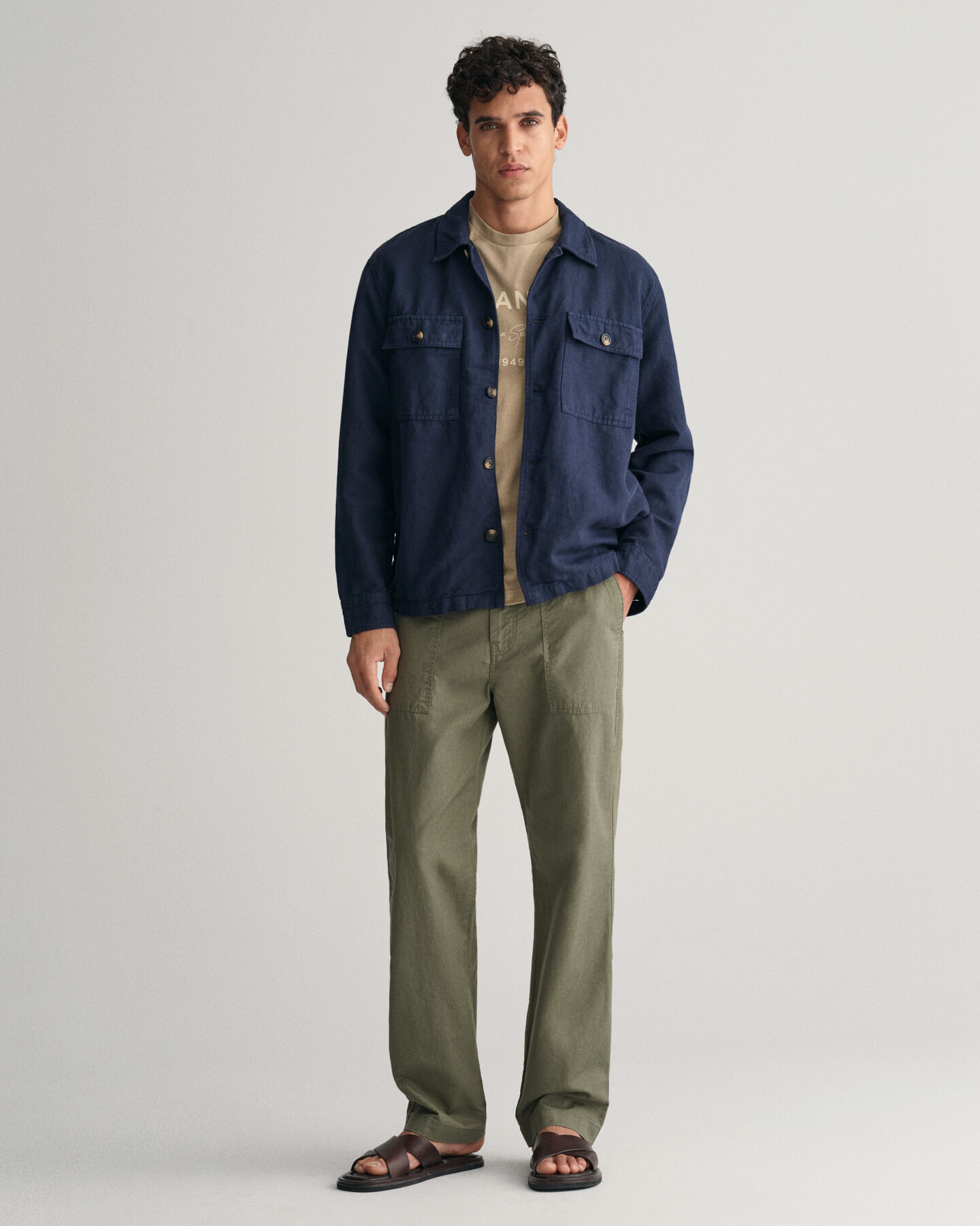 Chino in misto cotone-lino regular fit