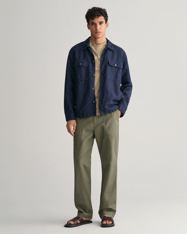 Chino in misto cotone-lino regular fit