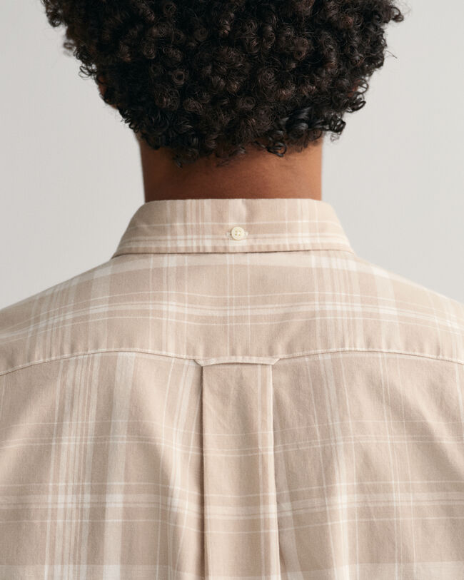 Camicia in misto lino-cotone a quadri regular fit