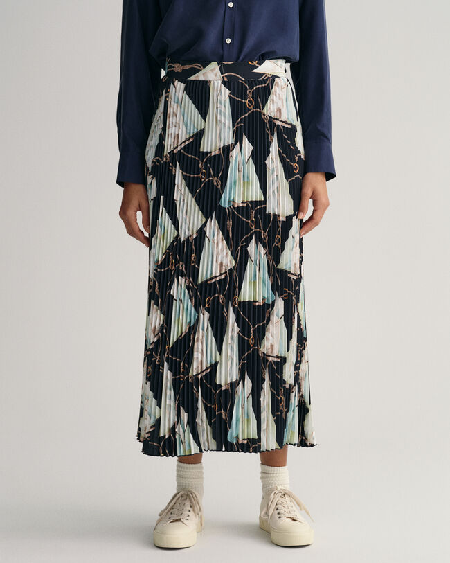 Gonna plissettata con stampa Sailing