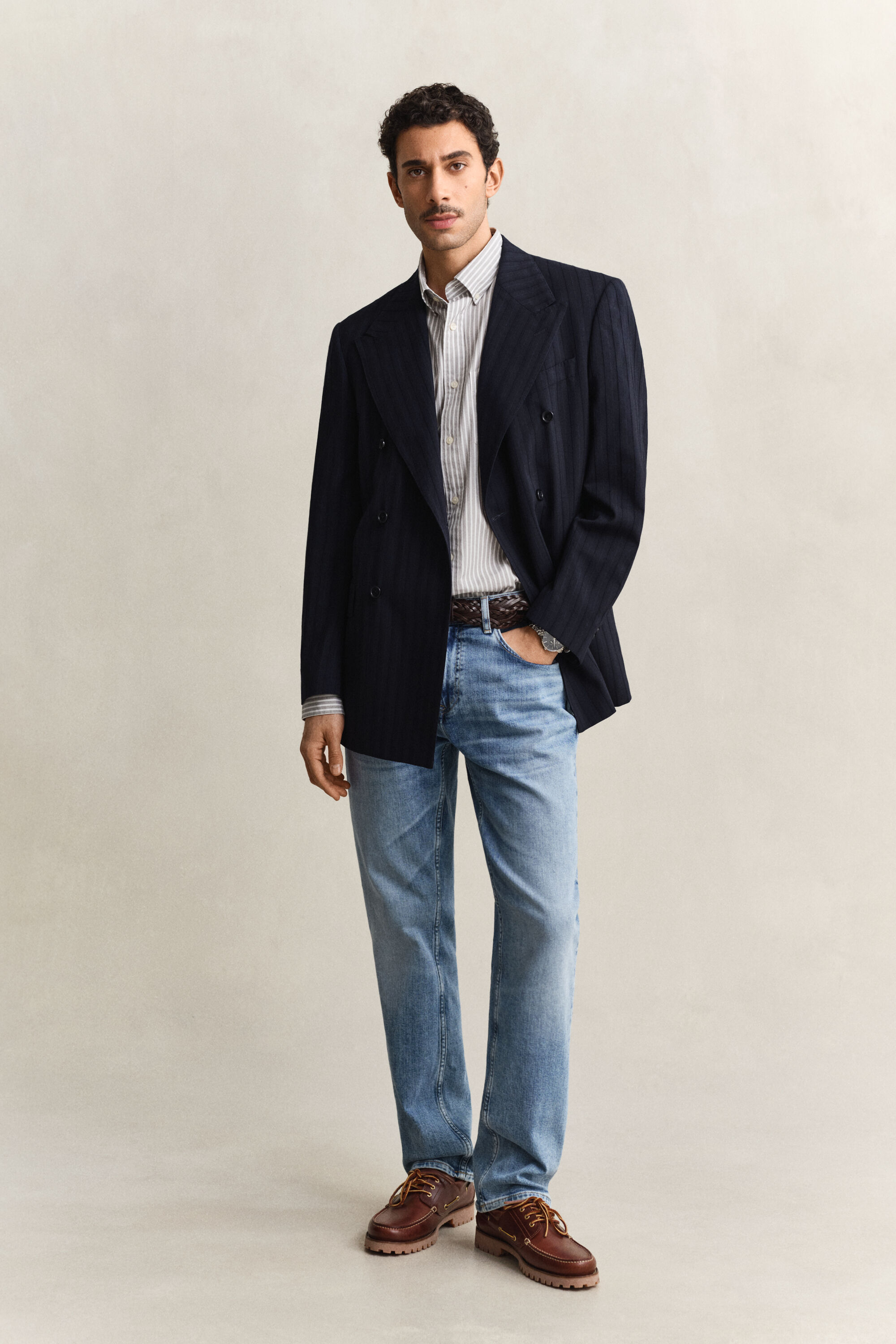 Camicia classica in popeline a righe