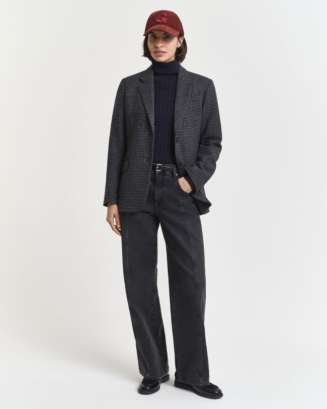 Maglia a collo alto in cotone elasticizzato a trecce