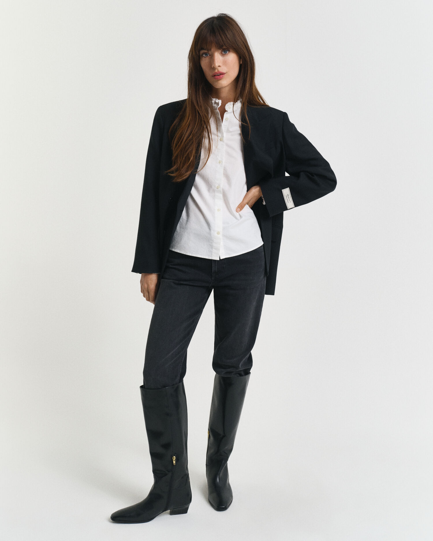 Blusa Oxford classica con volant