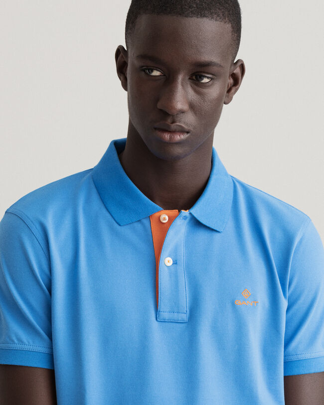 Rugger in piqué con colletto a contrasto