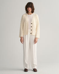 Cardigan con motivo a spina di pesce e scollo a V