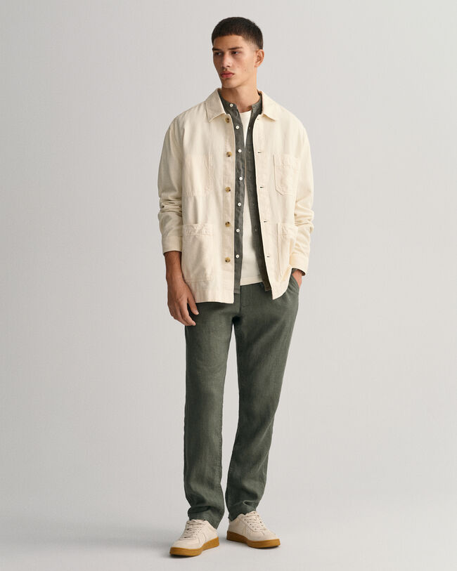 Camicia di lino-cotone tinta in capo