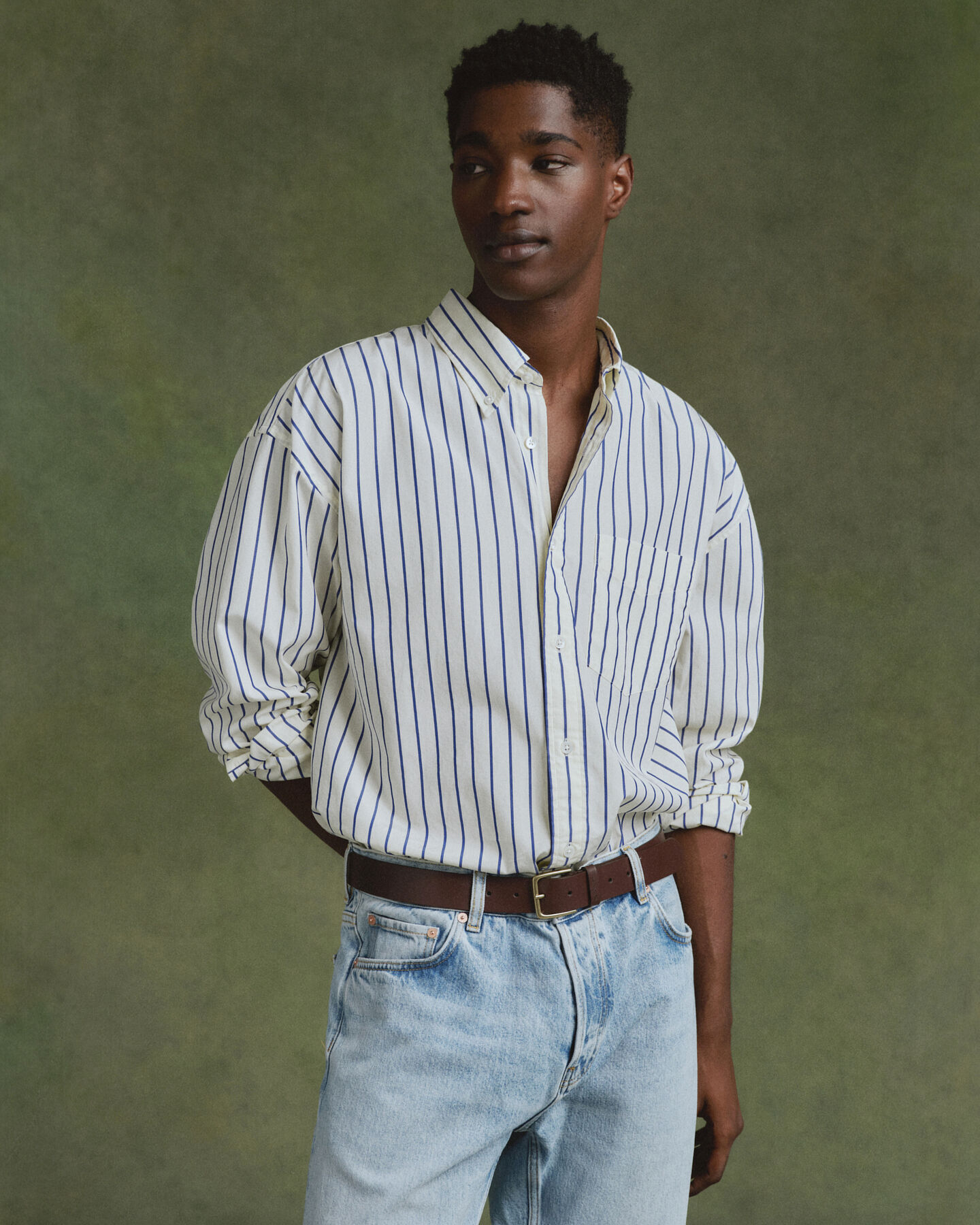 Camicia in popeline a righe oversize