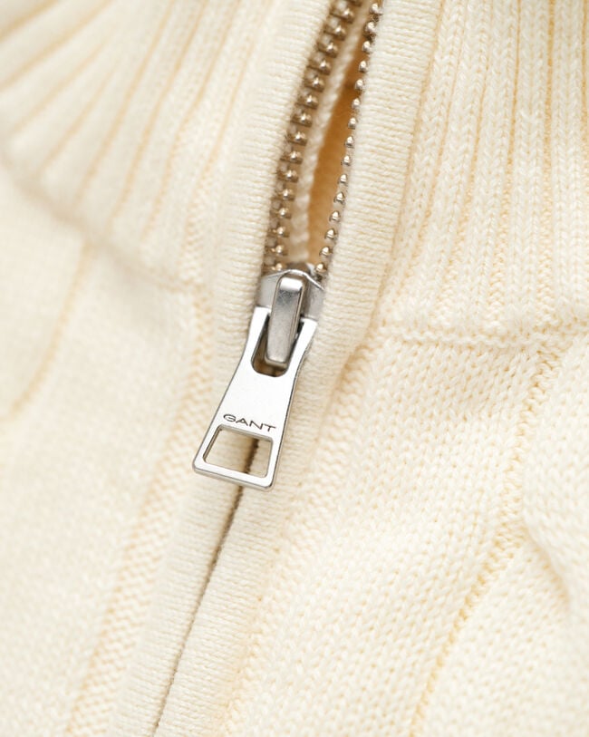 Maglia con zip corta in cotone a trecce Teens