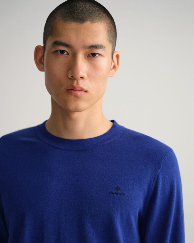 Maglia girocollo in cotone e cashmere