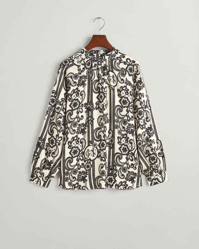 Blusa a collo alto con stampa Lace
