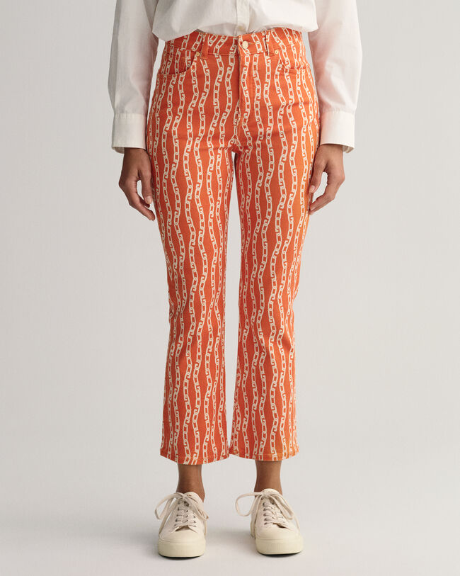 Jeans alla caviglia con stampa a catena