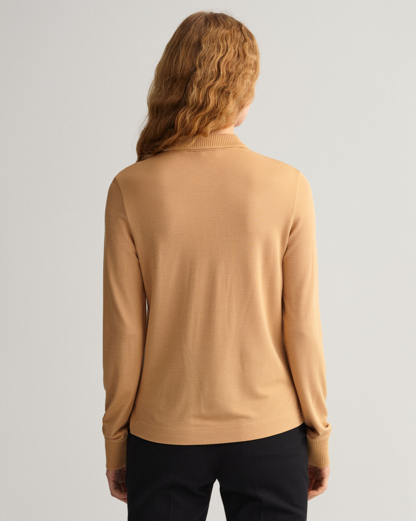 Polo Detail Collar in piqu&eacute; a maniche lunghe