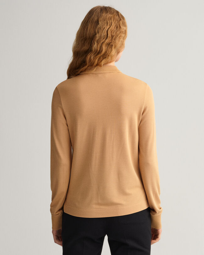 Polo Detail Collar in piqu&eacute; a maniche lunghe