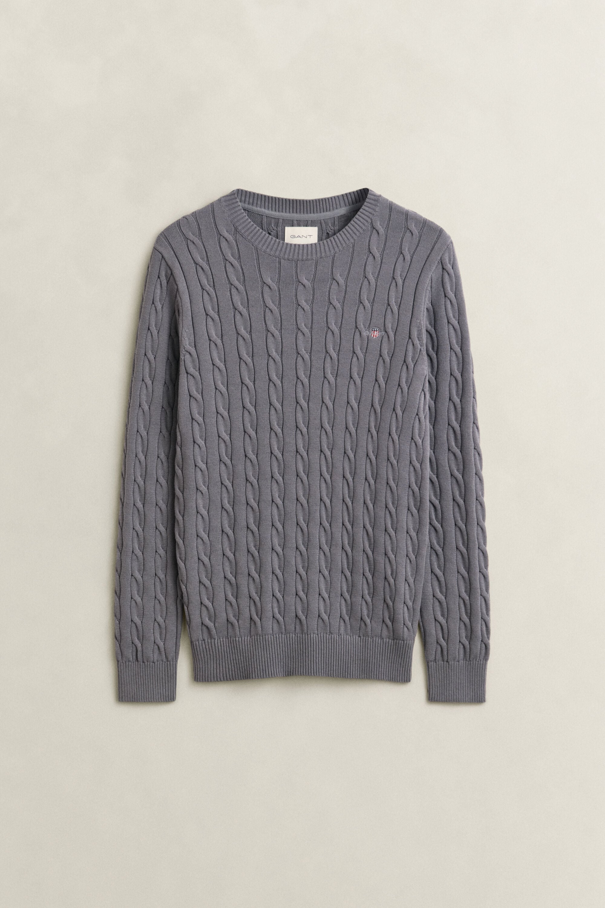Maglia girocollo in cotone a trecce