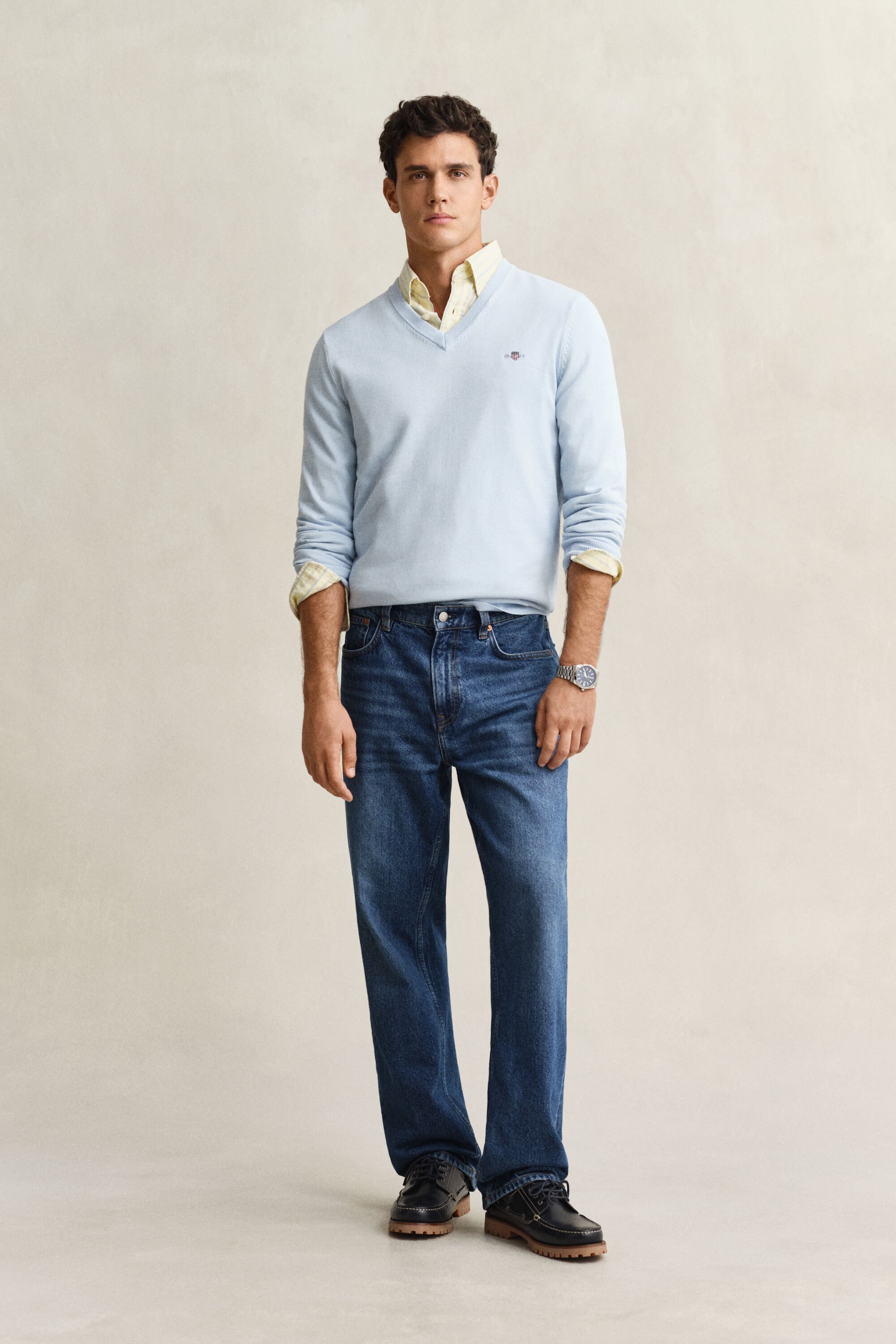 Maglia in cotone con scollo a V classico