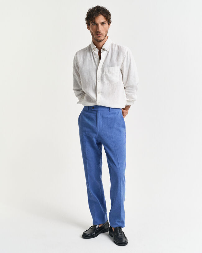 Pantaloni da abito in misto lino-cotone slim fit