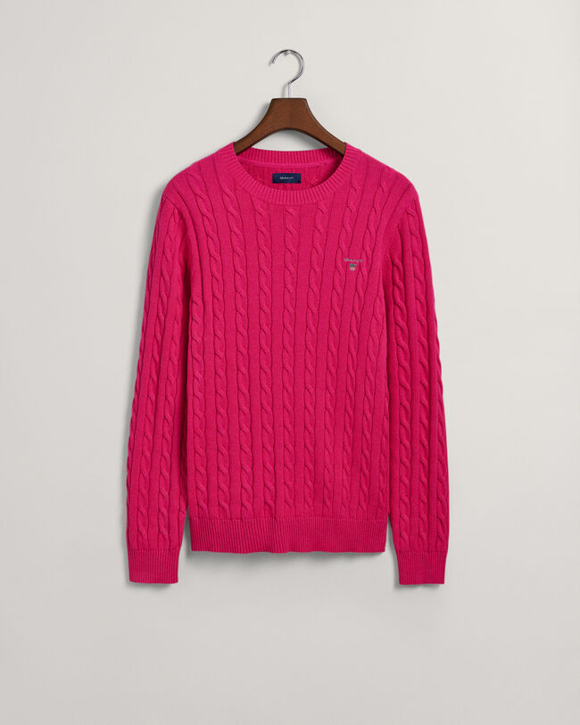 Maglia girocollo in cotone a trecce