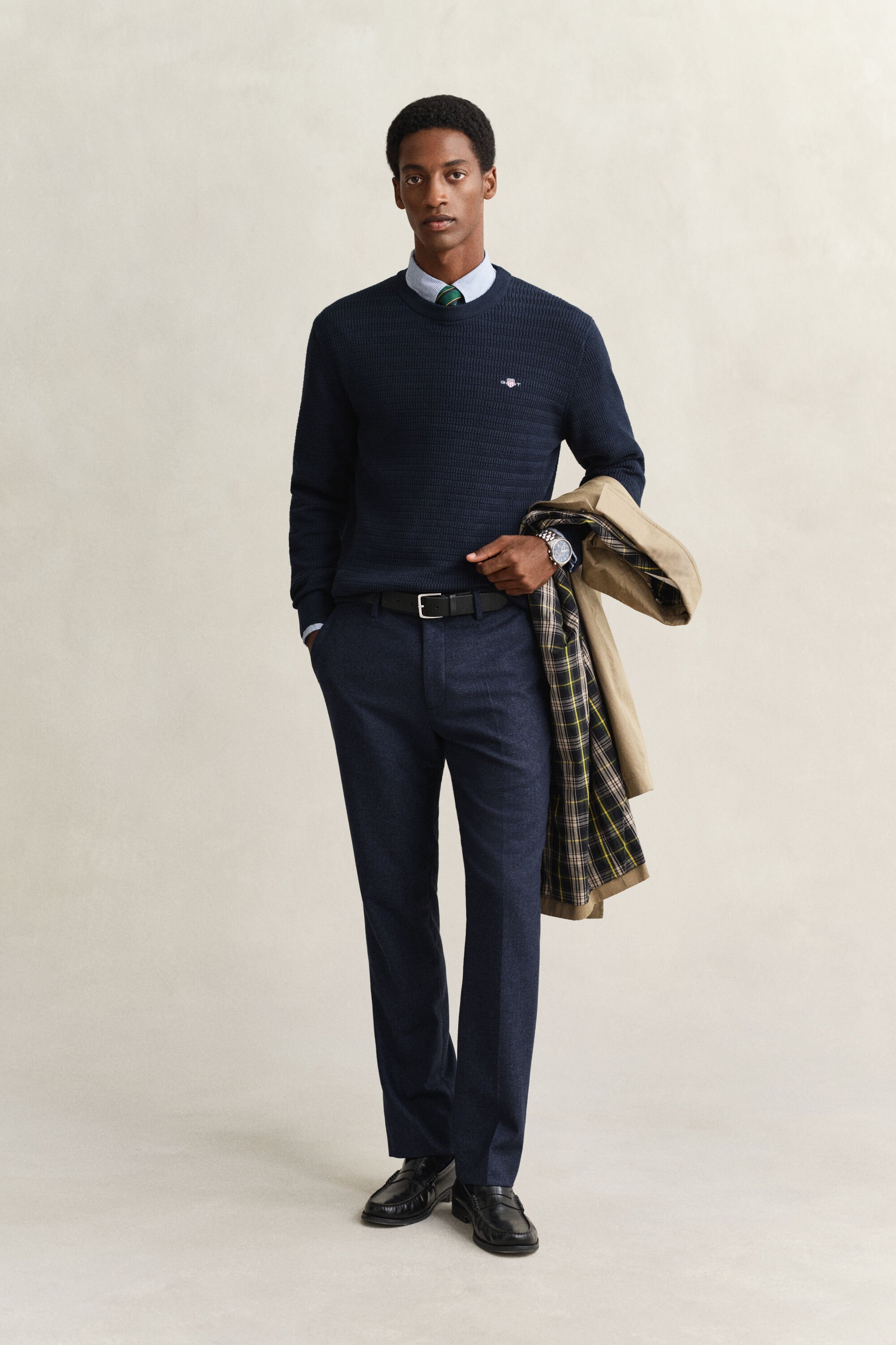 Maglia girocollo a mini trecce