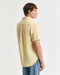 Camicia di lino tinto in capo maniche corte regular fit