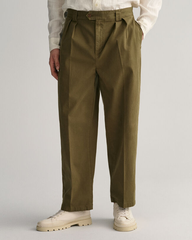 Pantaloni chino in twill con pinces
