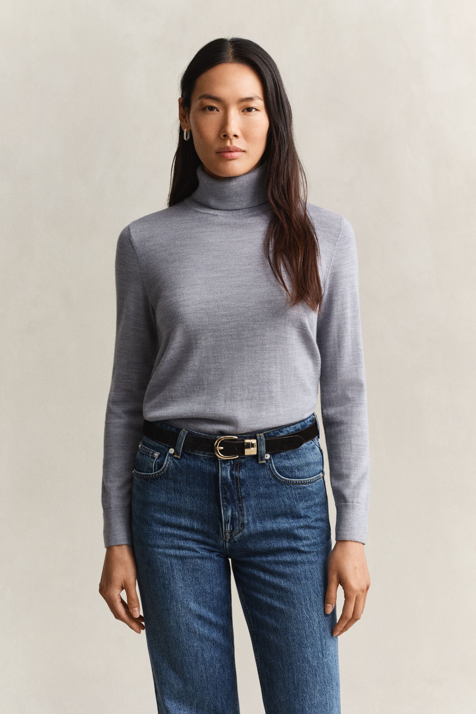 Maglia a collo alto in finissima lana merino
