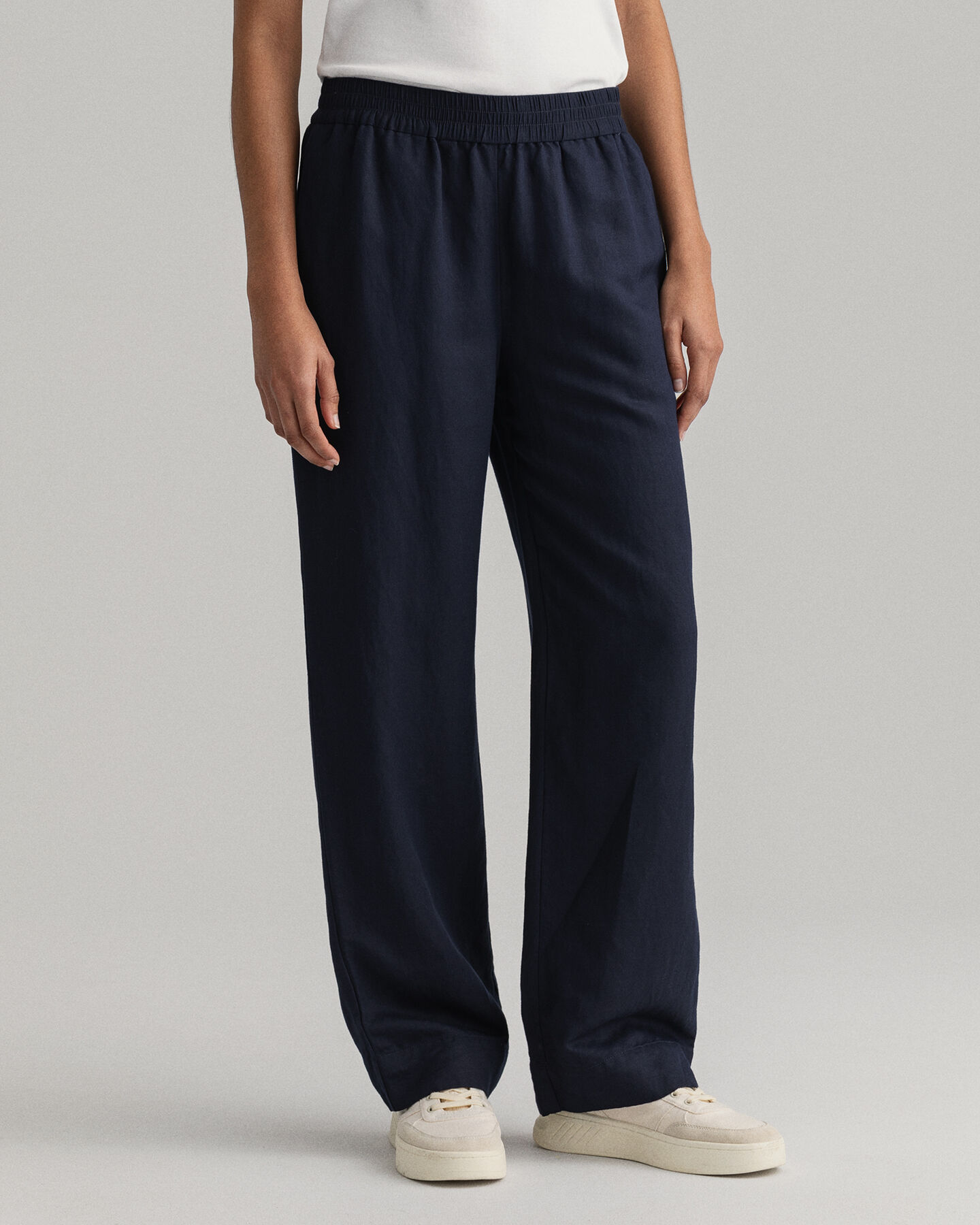 Pantaloni pull-on in lino-viscosa