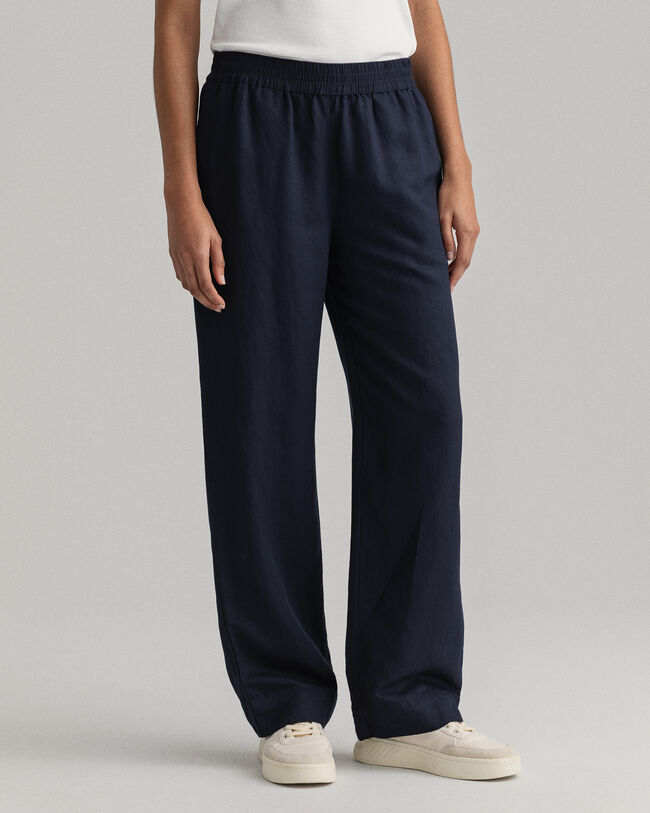 Pantaloni pull-on in lino-viscosa